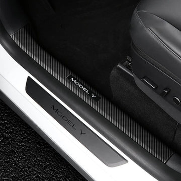 Plaques de seuil en fibre de carbone mat ABS seuil de porte avant et arrière adapté pour Tesla modèle Y