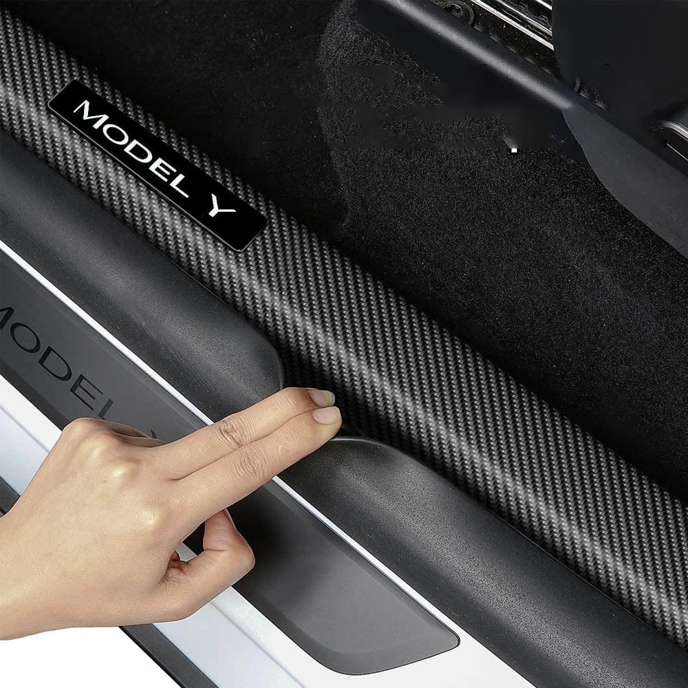 Car Door Sill Scratch Plate Carbon Fiber Protector For - Temu