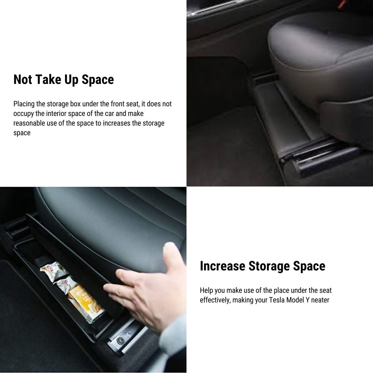 2PCS Model Y Under Seat Storage Box Organizer Underseat Hidden Tray with  Lid for 2020-2024 Tesla Model Y Interior Accessories