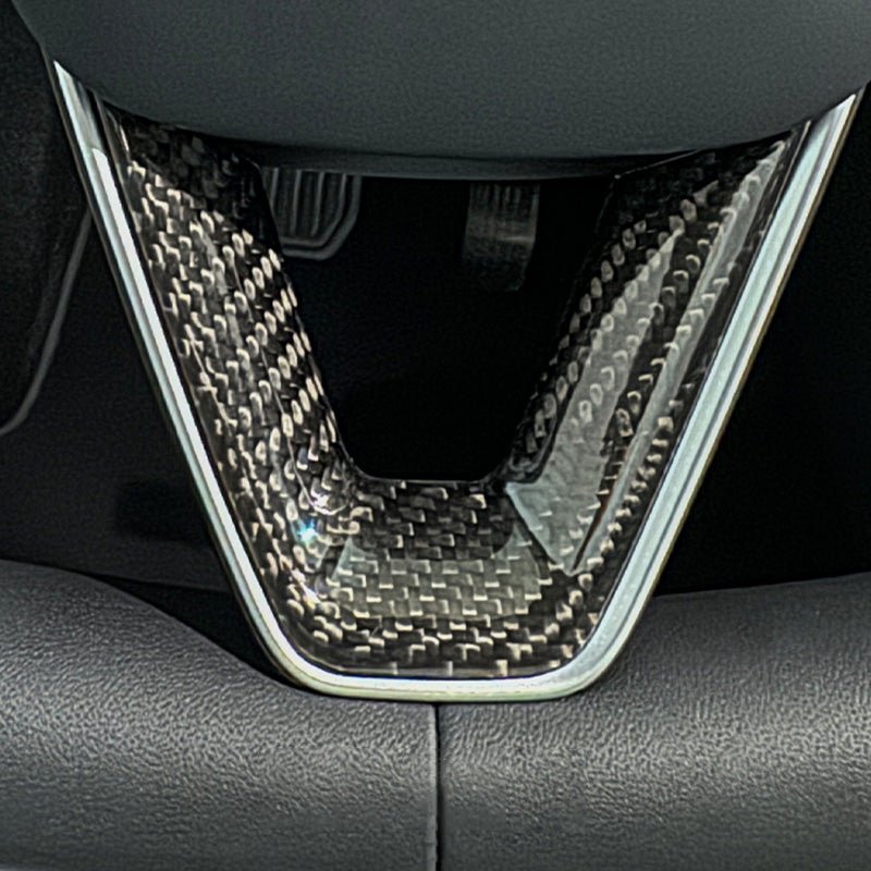 Dry Carbon Fibre Steering Wheel V-cover for Tesla Model 3 Highland Matte