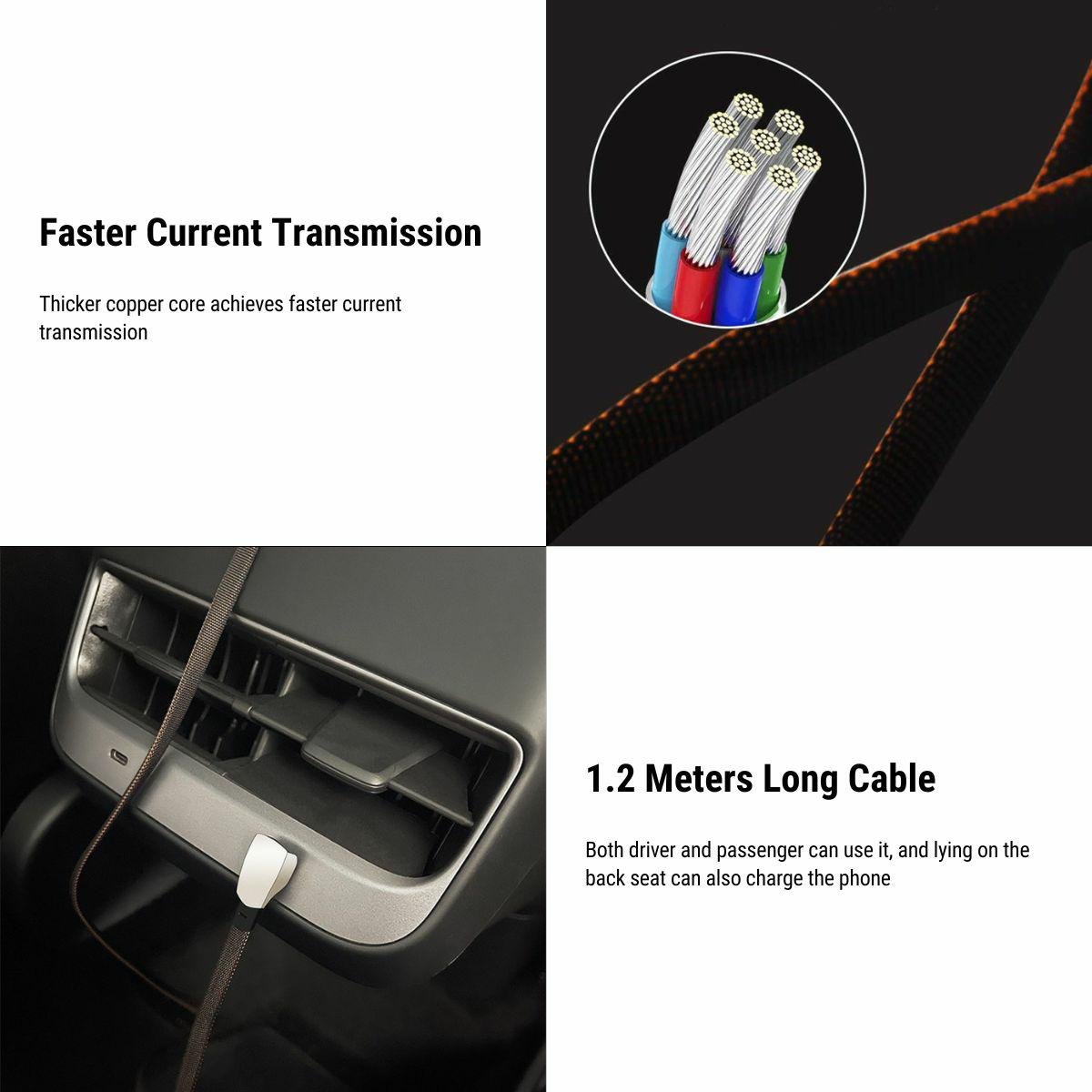 Fast Charging Data Cable for Tesla Model 3 Model Y Type-C to iPhone (Lightning)