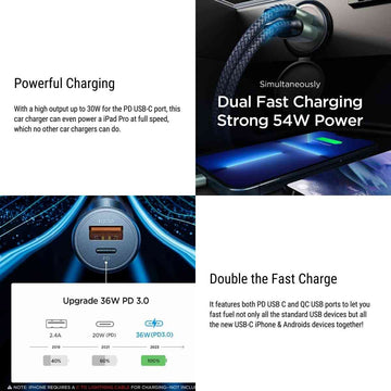 Adaptateur de chargeur de voiture USB rapide pour Tesla Model Y / 3 / S / X