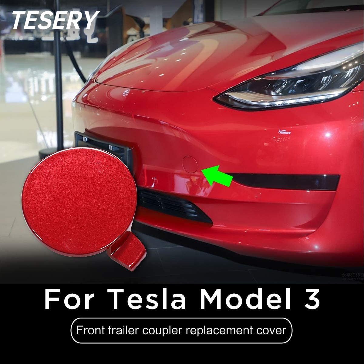For 17-21 Tesla Model 3 Lower Bumper Tow Hitch Cap Cover Tow Bar Custom W  Cap