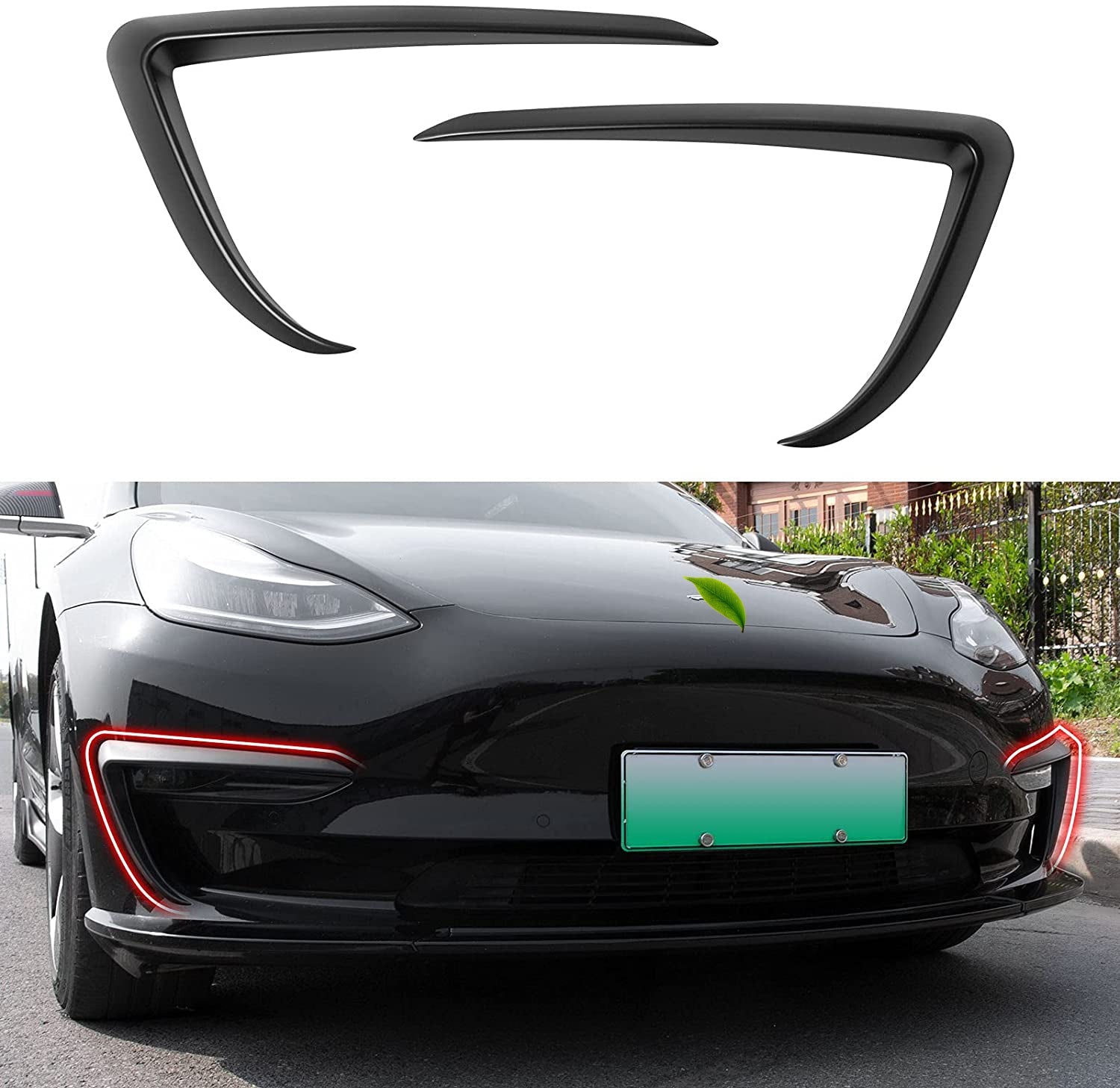 Front Fog Light Trim Cover Eyebrow Spoiler for Tesla Model 3 2017-2023.10 - Tesery Official Store