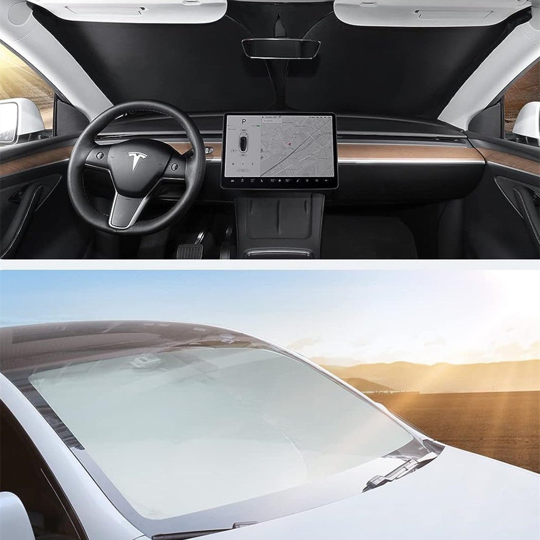 Front Windshield Sunshade for Tesla Model 3 2017-2024 / Model Y 2020-2024 - Tesery Official Store