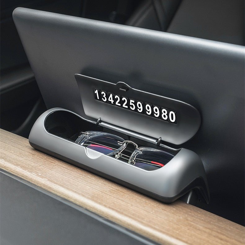Auto Sunglasses Storage Box Case Glasses Holder Push Switch For Tesla Model  Y