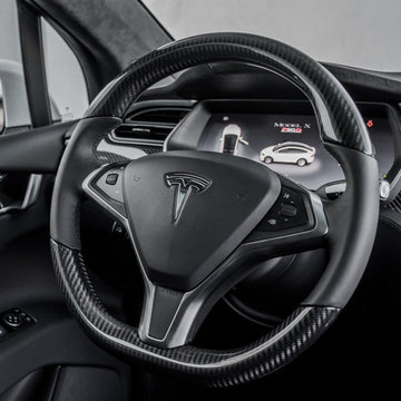 特斯拉Model S 2012 - 2020的光澤碳纖維方向盤 【風格10】
