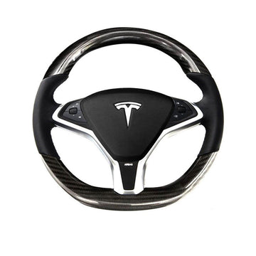 Volant en fibre de carbone brillant pour Tesla Model S 2012 - 2020 【Style 10】