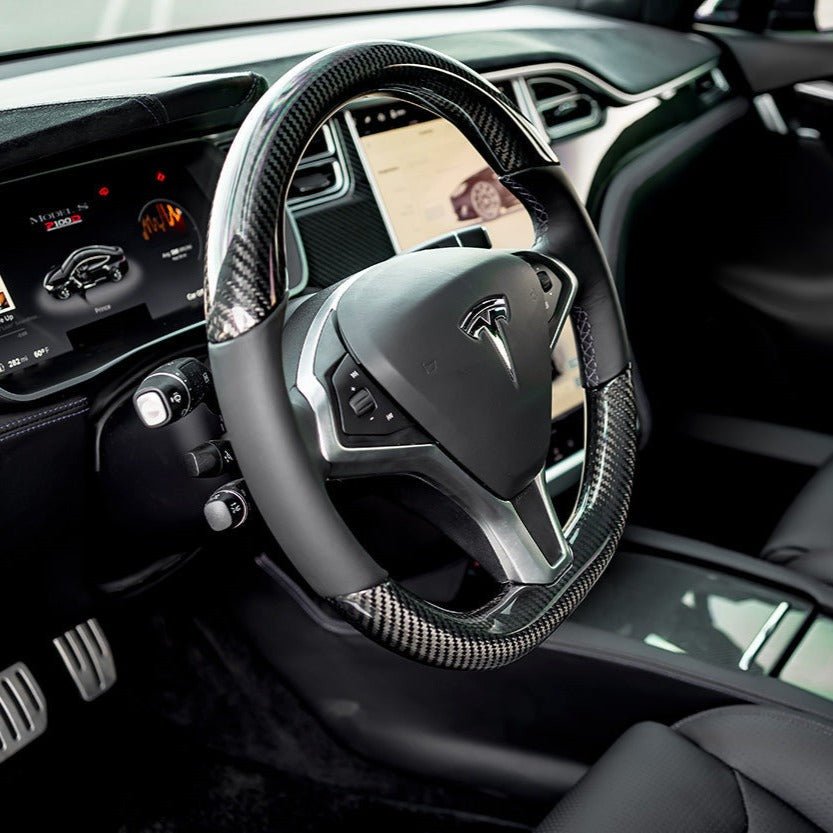 Gloss Carbon Fiber Steering Wheel for Tesla Model S 2012 - 2020 【Style 10】 - Tesery Official Store