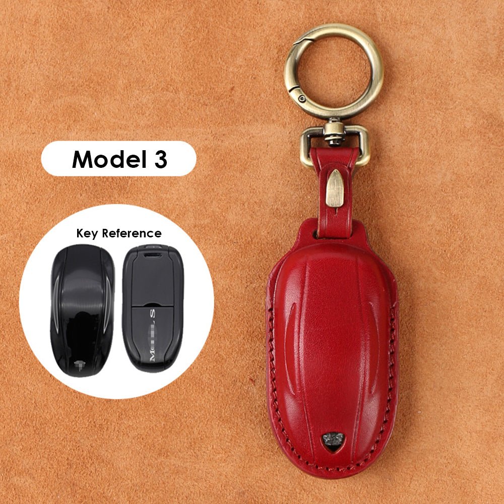 Handmade Leather Keychain suitable for Tesla Model 3 - Tesery Official Store