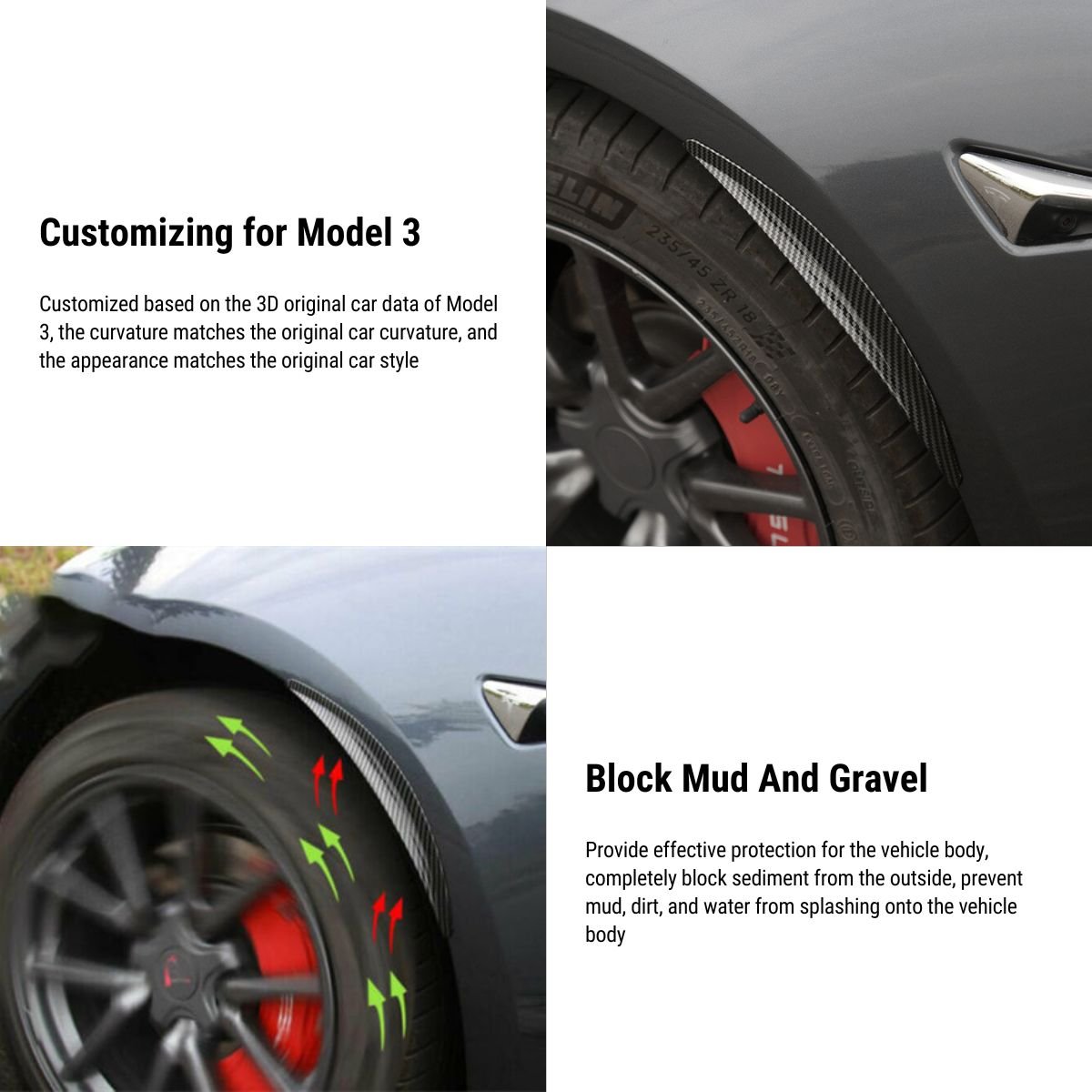 Invisible Mud Flaps Mud Guard for Tesla Model 3 2017-2023 - Tesery Official Store