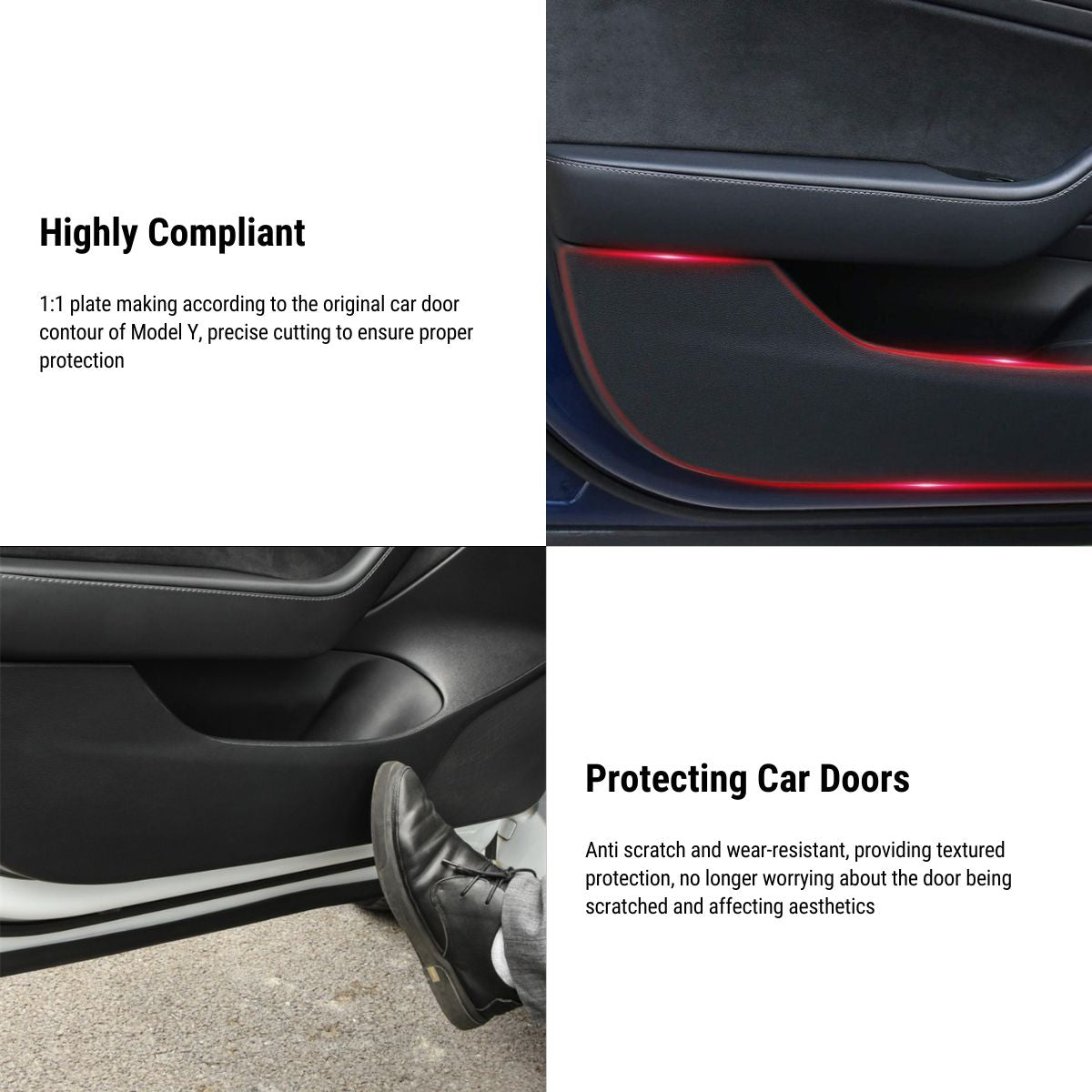 テスラ モデルY用レザー製ドアプロテクター・アンチキックマット