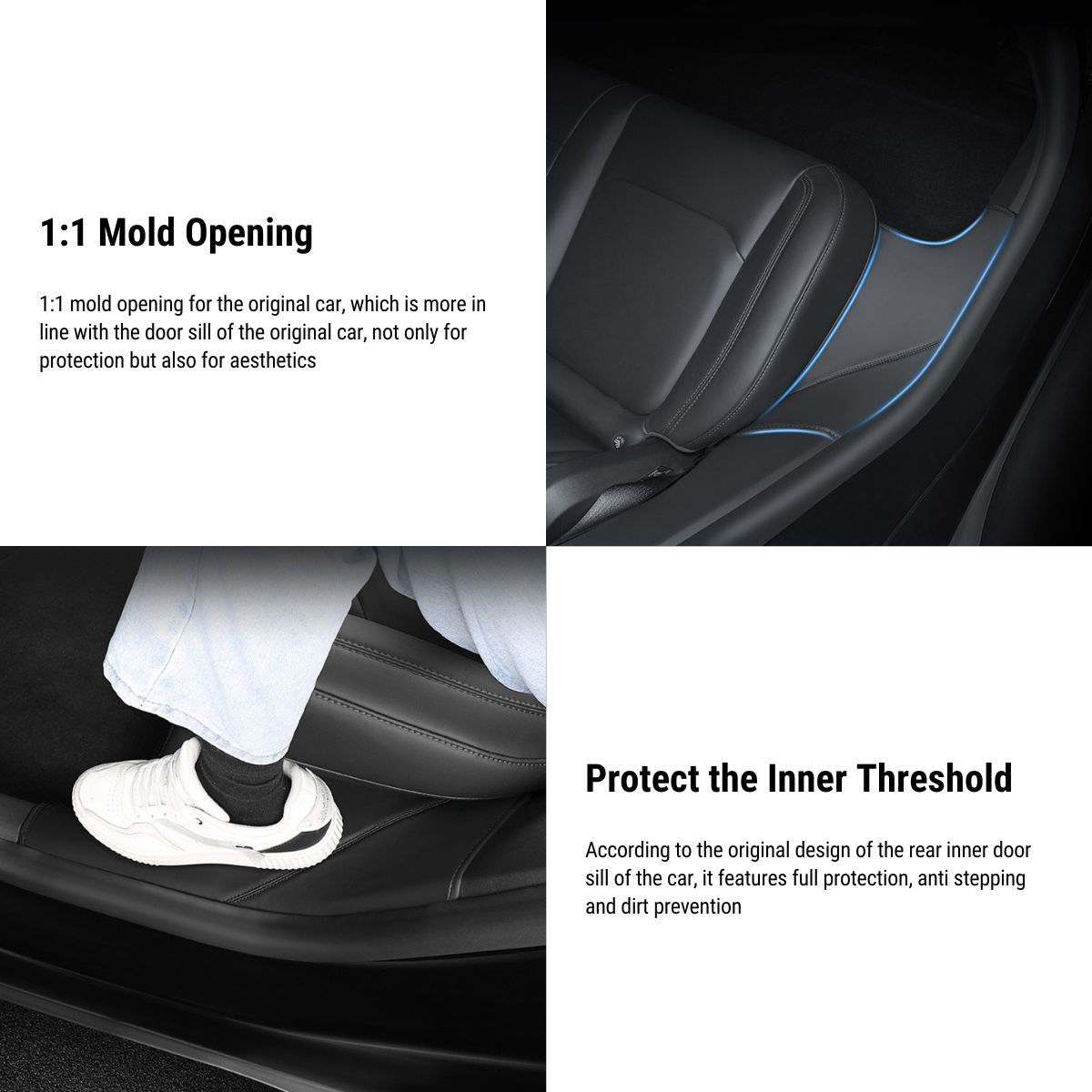 TAPTES Leather Rear Door Sill Protector for Tesla Model Y, Anti-slip Pad,  Scratch-resistant Mat 