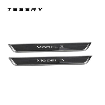 LED Illuminated Door Sill Protector Front Door for Model 3 / Y