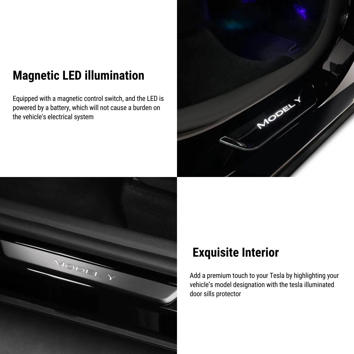 LED Illuminated Door Sills Protector Front & Rear for Model Y / 3 - Tesery Official Store