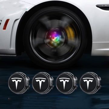 Bouchons de lumière de moyeu de roue de LED pour Tesla Model 3/Y/X/S(4ps)