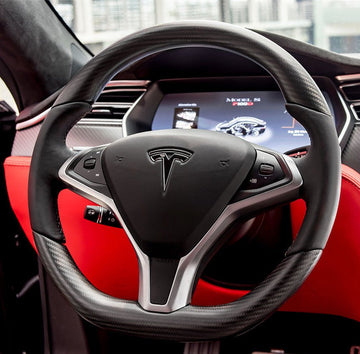 Tesla Model S 2012 - 2020 용 무광택 탄소 섬유 스티어링 휠 【스타일 11】