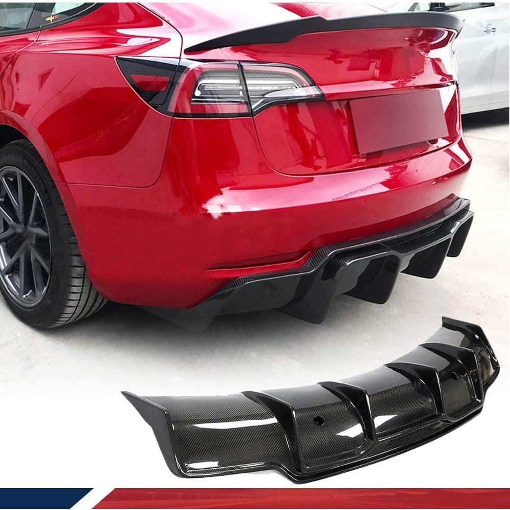 Model 3 Rear Diffuser Trunk Lip - Real Molded Carbon Fiber - Tesery Official Store