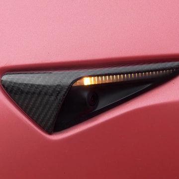 Carbon Fiber Side Camara Label Leaf Schutzhülle passend für Tesla Model 3 2017-2020