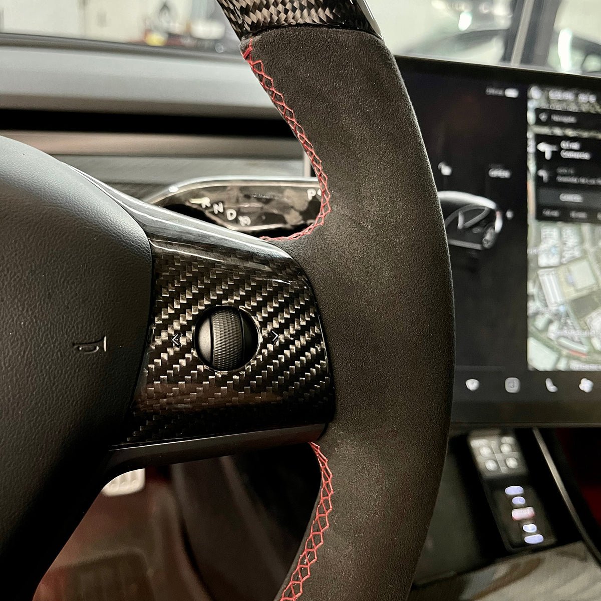 Model 3 / Y Alcantara Carbon Fiber Steering Wheel【Style 15】 - Tesery Official Store