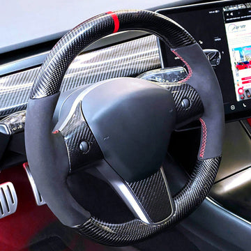 Model 3 / Y Alcantara Carbon Fiber Steering Wheel【Style 15】