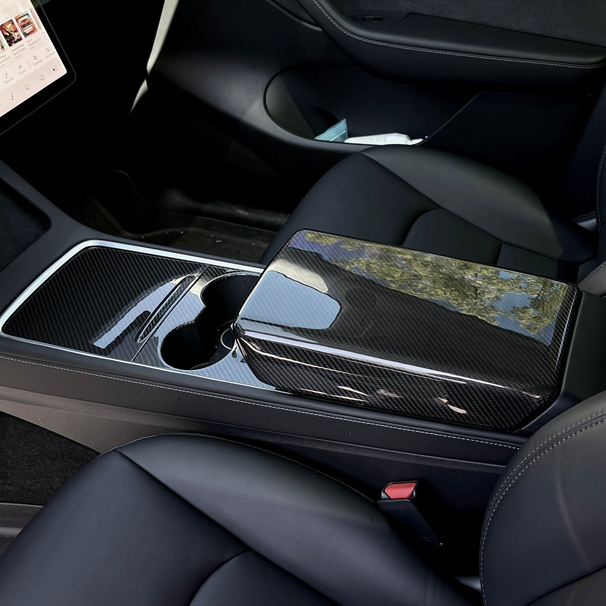 Real Carbon Fiber Central Control Armrest Box Shell passend für Tesla Model  3 Model Y 2017-2022