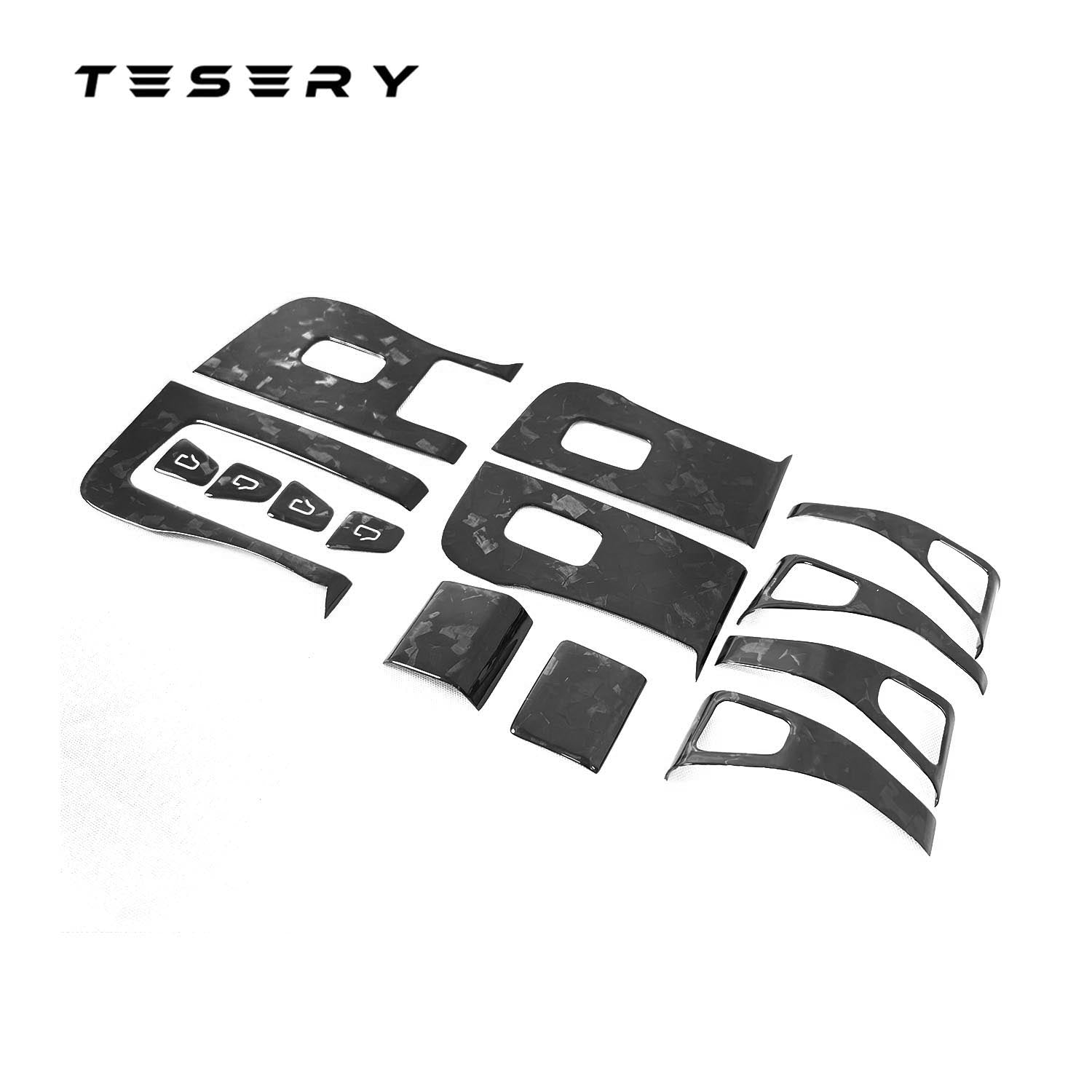 Model 3 / Y Door & Window Switch Panel Covers (14PCS) - Carbon Fiber Interior Mods - Tesery Official Store