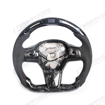 Model 3 / Y LED Sport Alcantara Steering Wheel 【Style 32】