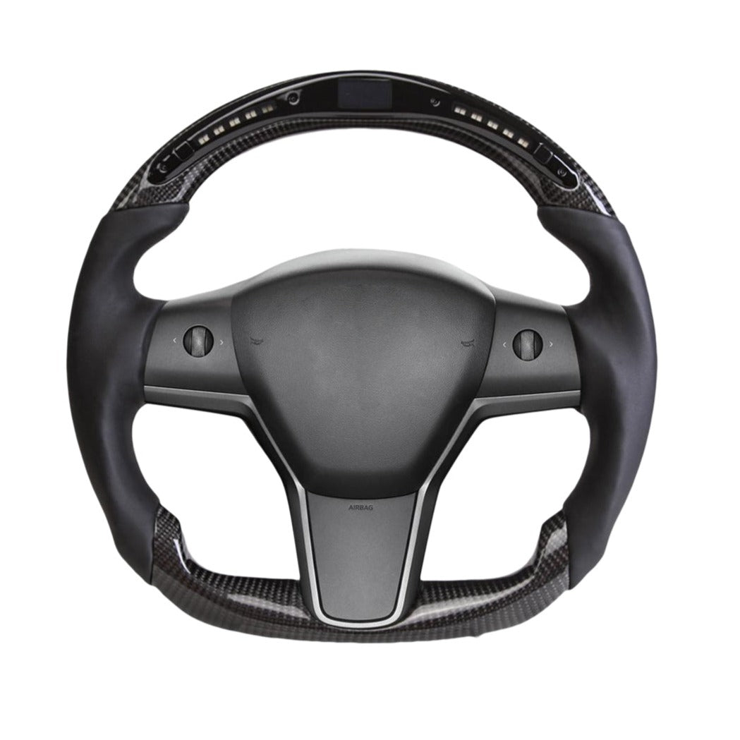 Model 3 / Y LED Sport Carbon Fiber Steering Wheel 【Style 23】 - Tesery Official Store