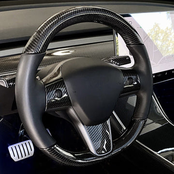 Model 3 / Y Round Carbon Fiber Steering wheel 【Style 30】