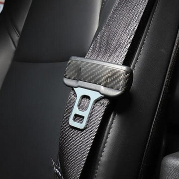 Garniture de couverture de boucle de ceinture de sécurité intérieure en fibre de carbone véritable (2 pièces) adaptée au modèle Tesla 3/Y 2017-2021