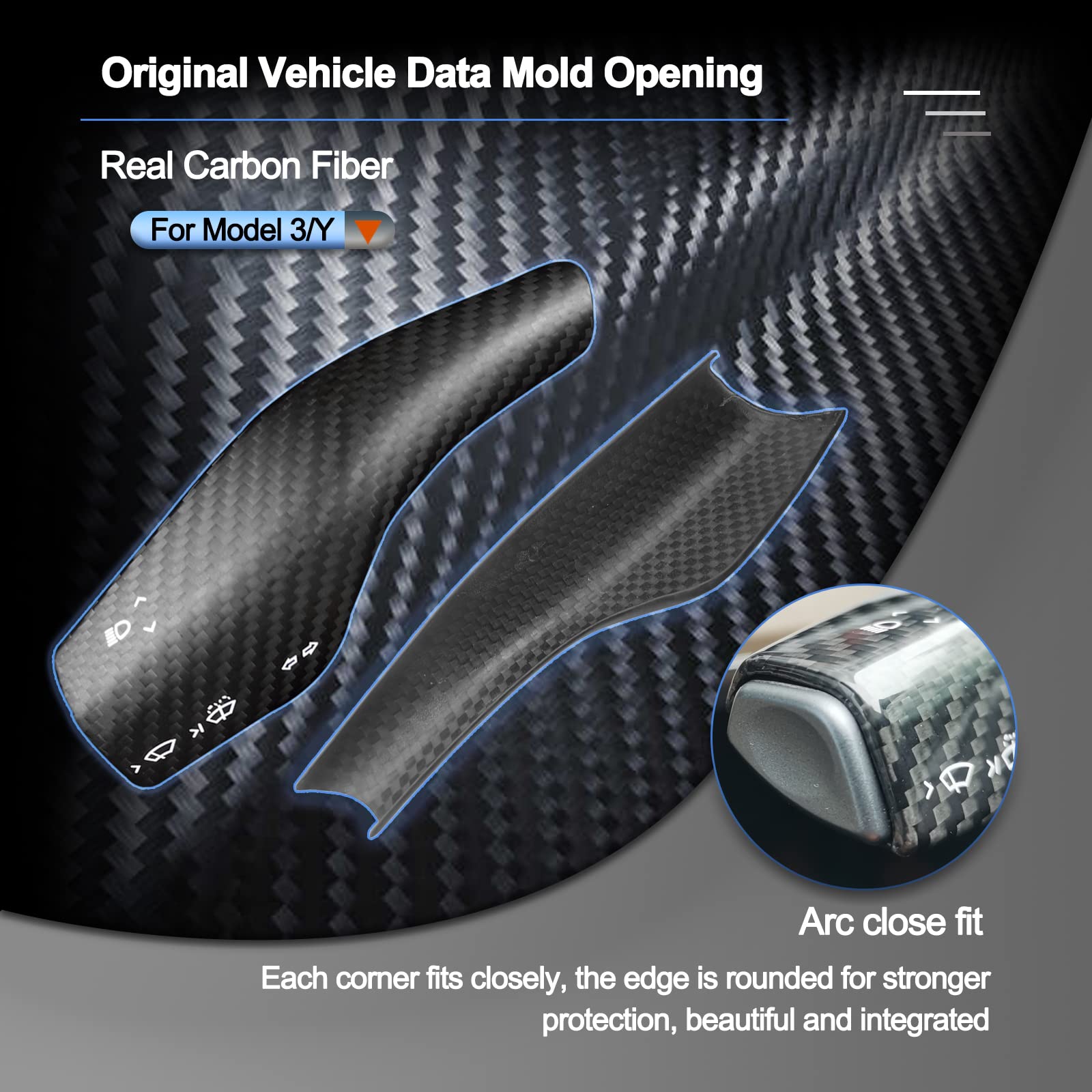 Model 3 / Y Turn Signal Wiper Stalk Covers - Carbon Fiber Interior Mods - Tesery Official Store