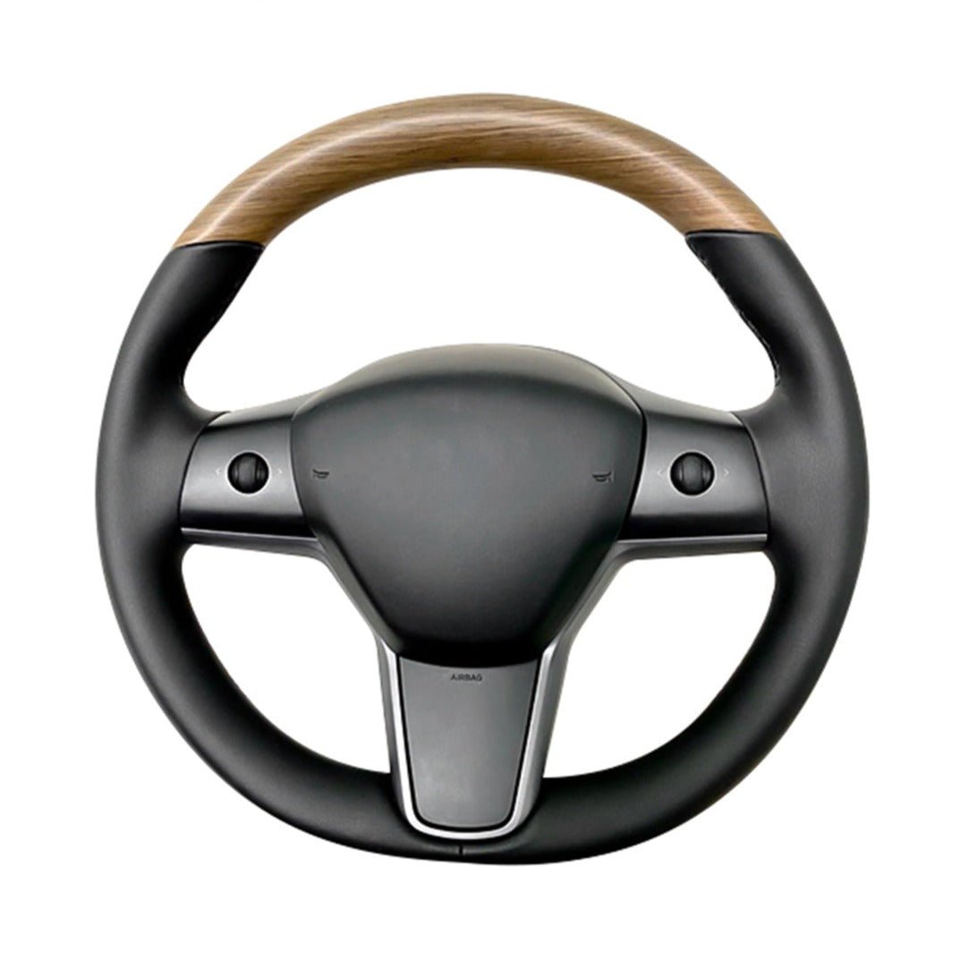 Model 3 / Y Wood Leather Standard Steering Wheel【Style 21】 - Tesery Official Store