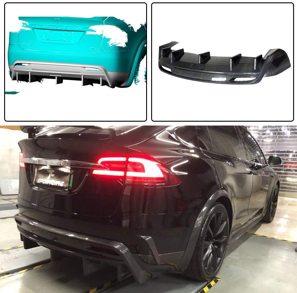Model X Spoiler Rear Bumper Diffuser - Real Molded Carbon Fiber - Tesery Official Store