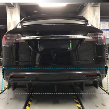 Model X Spoiler Bakre stötfångare Diffuser - Real Molded Carbon Fiber