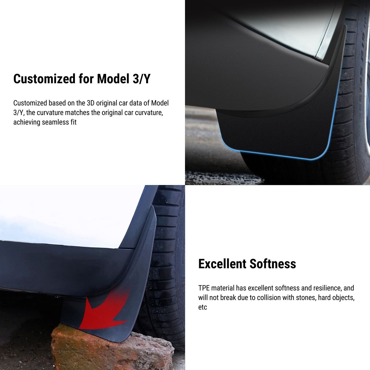 Mudflaps Kit for Tesla Model 3 2017-203.10 / Model Y 2020-2024（Tesla official version）4pcs - Tesery Official Store