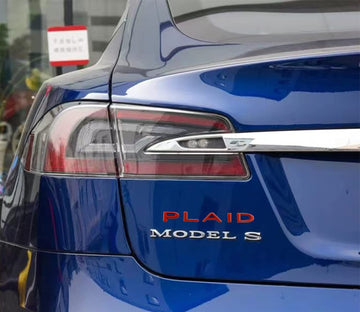 Plaid Letter Logo Aufkleber für Tesla Model 3/Y/X/S
