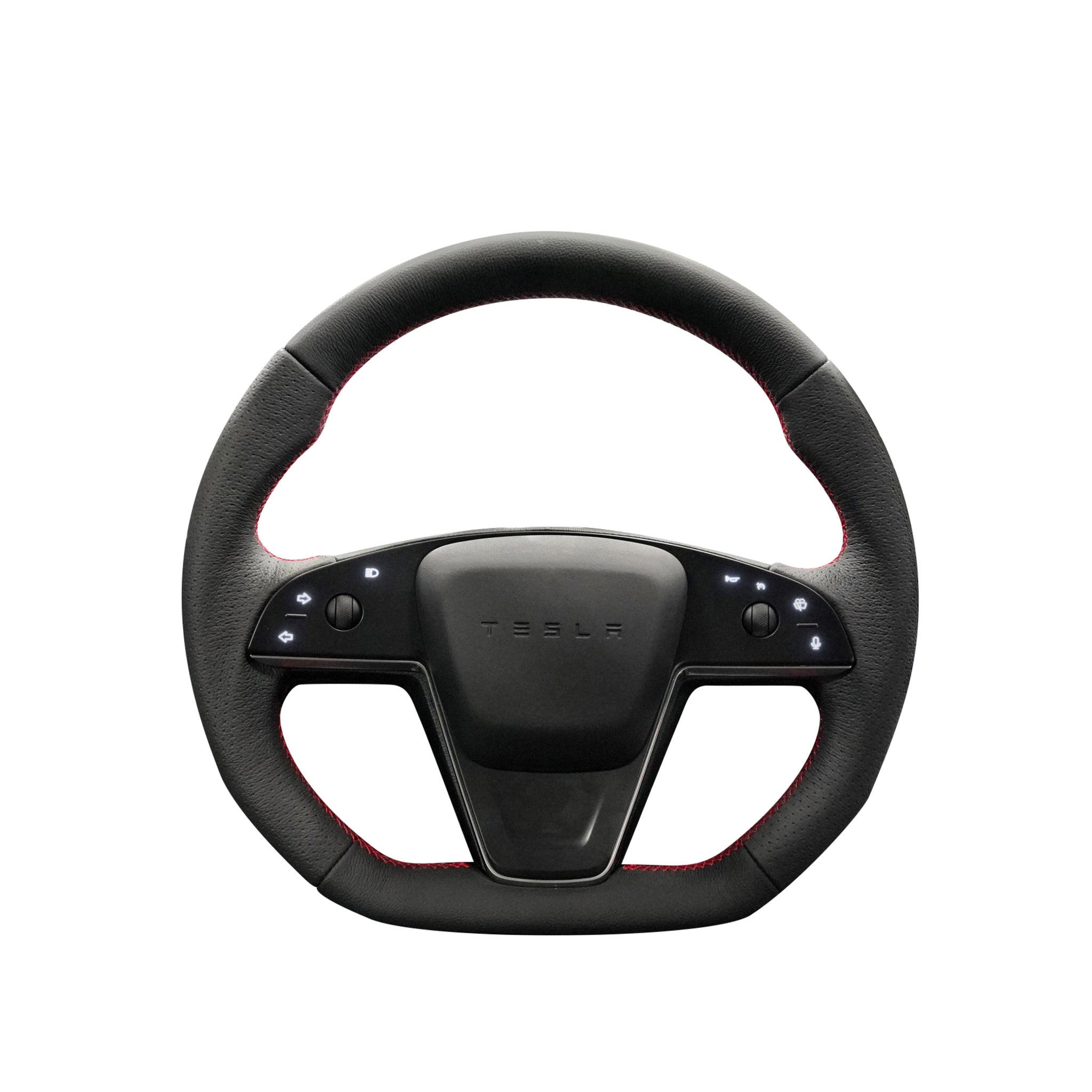 TESERY Touch Horn Plaid Round Steering Wheel Replacement for Tesla Model S / X 2021-2023
