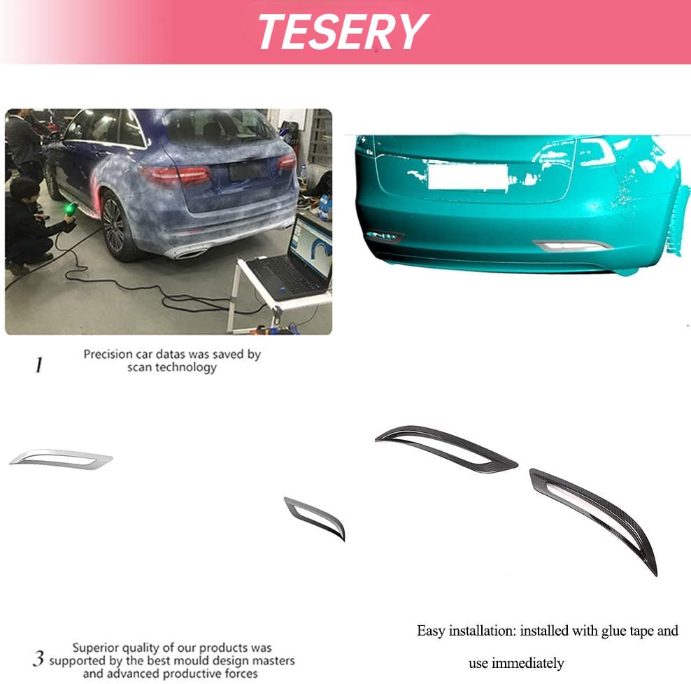 Real Carbon Fiber Rear Bumper Reflector Decorative Frame suitable for Tesla Model 3 2017-2022 - Tesery Official Store
