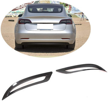 リアルカーボンファイバーリアバンパーリフレクター装飾フレーム Tesla Model 3 2017-2022 に適しています。