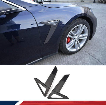 Capa indicadora de câmera lateral de fibra de carbono real adequada para Tesla Model S 2014-2020