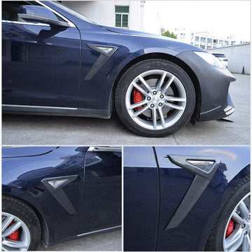 Cubierta indicadora de cámara lateral de fibra de carbono real adecuada para Tesla Model S 2014-2020