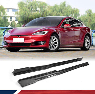 Tesla Model S 2014-2020用リアルカーボンファイバーサイドスカート【REVOZPORTスタイル】