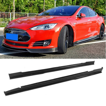 リアルカーボンファイバーサイドスカート - 【Revo スタイル】Tesla Model S 2014-2020 に適合