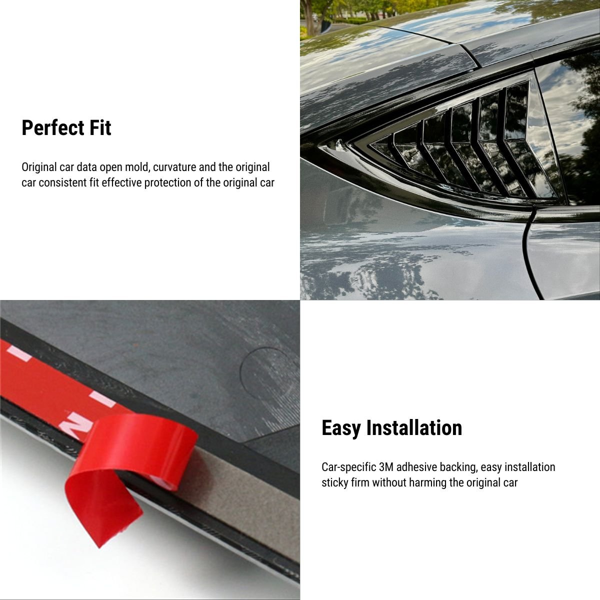 Rear Window Louvers Model Y 3 Finishes Privacy Sun Protection 2-Pack