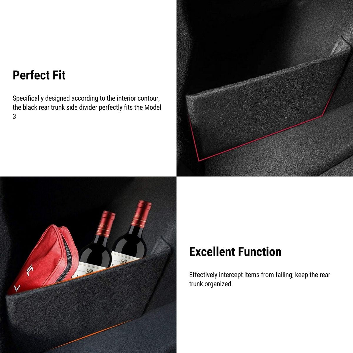 Rear Trunk Organizer Side Divider for Tesla Model 3&Model Y