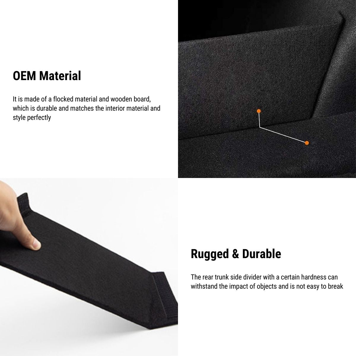 Rear Trunk Organizer Side Divider for Tesla Model 3&Model Y