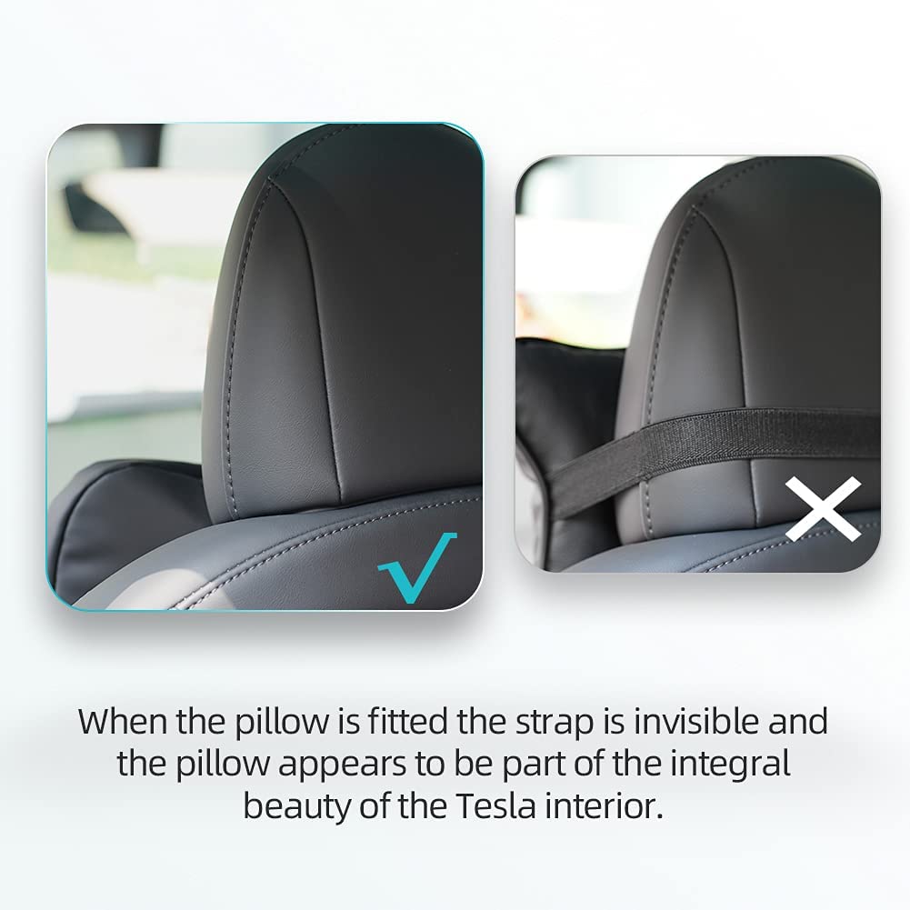 DYETEE Auto Kopfstütze Kissen für Tesla Model 3 YSX Nackenkissen Auto Sitz  Orthopädisches Nackenstütze Waschbarer Bezug Emblem,normal-A