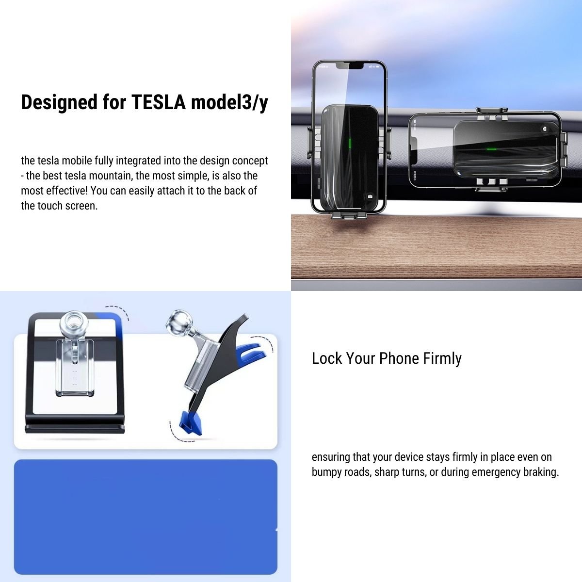 Solar mobile phone holder for Tesla model 3/Y 2017-2023 - Tesery Official Store