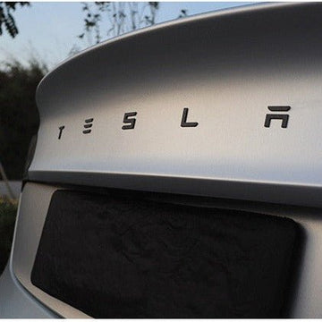 TESERY Logo Cubierta Frontal Insignia Trasera Letras Emblema para Tesla Modelo 3/Y-Fibra de Carbono Real